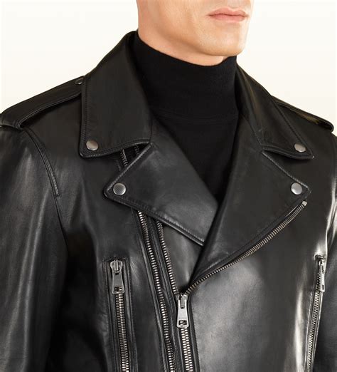 gucci leather biker jacket mens|gucci leather jacket price.